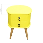 Criado Retro Em Madeira Maciça Laqueado B3 Amarelo