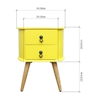 Criado Retro Em Madeira Maciça Laqueado B3 Amarelo