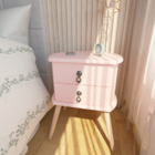 Criado Retro Em Madeira Maciça Laqueado B3 Rosa