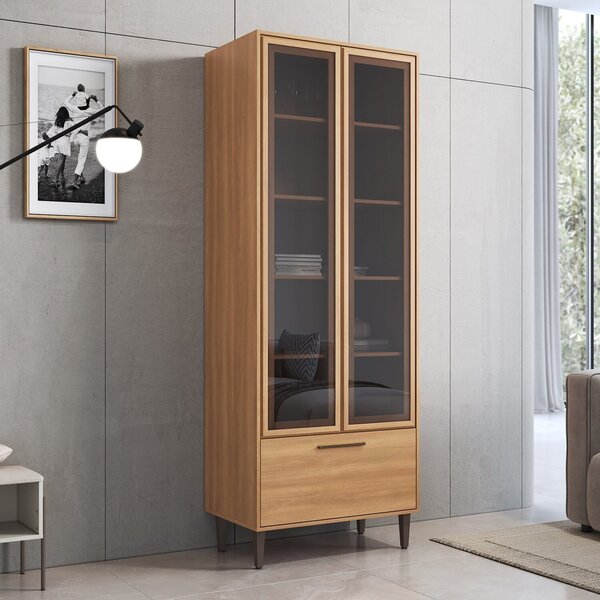 Cristaleira 0,81m 2 Portas De Vidro 1 Gaveta Jade Freijó