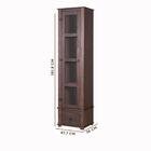 Cristaleira 01 Porta Madeira Maciça Rústica Com Vidro Imbuia