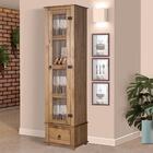 Cristaleira 01 Porta Madeira Maciça Rústica Com Vidro Mel D15