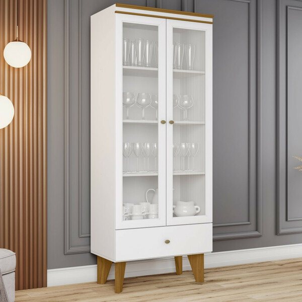 Cristaleira 02 Portas Com Vidro 01 Gaveta Kimi Henn