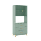 Cristaleira 02 Portas De Vidro E 03 Gavetas Le 6015 Oliva Mov