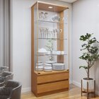 Cristaleira 100%mdf Com Espelho E Led 2 Gavetas Lisboa Natura