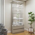 Cristaleira 100%mdf Com Espelho E Led 2 Gavetas Lisboa Off Wh