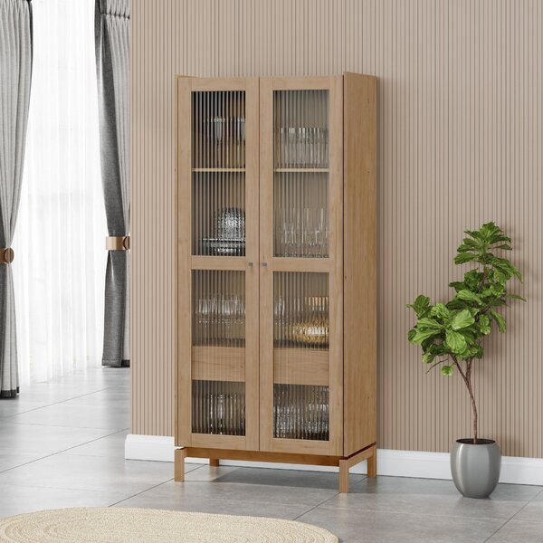 Cristaleira 180cm 2 Portas 1 Gaveta 100% Madeira Maciça Barce