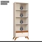 Cristaleira 1 Gaveta 4 Prateleiras Madrid Off White/naturalle