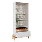 Cristaleira 1 Gaveta Com Espelho Siena  Branco Cedro