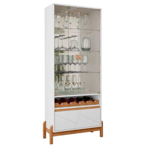 Cristaleira 1 Gaveta Com Espelho Siena  Branco Cedro