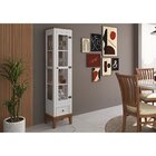 Cristaleira 1 Porta + 1 Gaveta Branca - Fundo Amêndoa