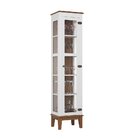 Cristaleira 1 Porta De Vidro Branco - Fundo Amêndoa