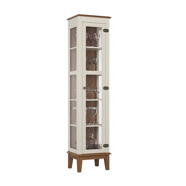 Cristaleira 1 Porta De Vidro Off White - Fundo Amêndoa