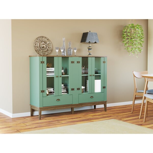 Cristaleira 2 Gavetas E 4 Portas Em Vidro Colonial  Freijó/ol