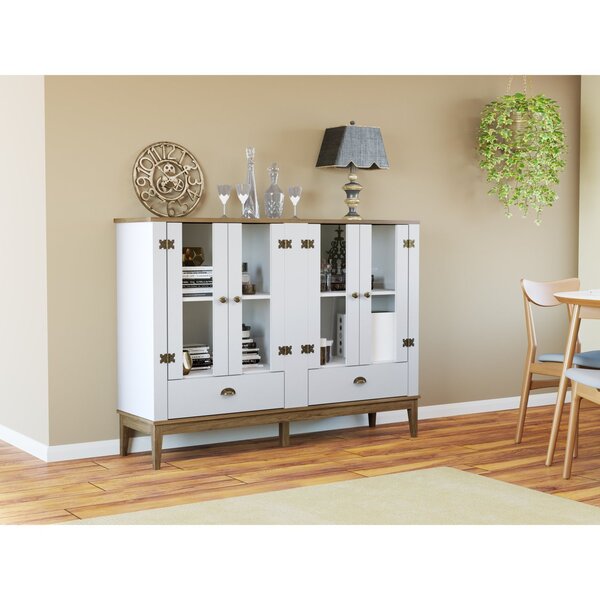 Cristaleira 2 Gavetas E 4 Portas Em Vidro Colonial Freijó/bra