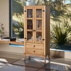 Cristaleira 2 Gavetas Madeira Maciça Portas Vidro D112 Shop Jm