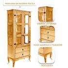 Cristaleira 2 Gavetas Madeira Maciça Portas Vidro Lateral D11