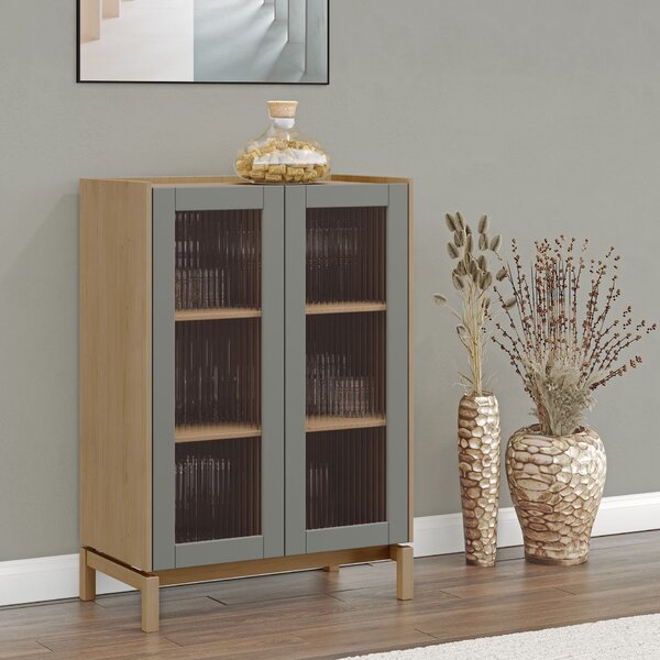 Cristaleira 2 Portas 115cm 100% Madeira Maciça Barcelona Oak/