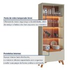 Cristaleira 2 Portas 1 Gaveta 3 Prateleiras Com Led Pés Em Ma