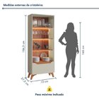 Cristaleira 2 Portas 1 Gaveta 3 Prateleiras Com Led Pés Em Ma