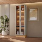 Cristaleira 2 Portas 1 Gaveta Com Led Allure Jequitibá/gris F