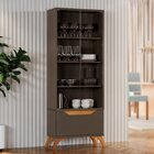 Cristaleira 2 Portas 1 Gaveta Grecia Platinum/naturalle