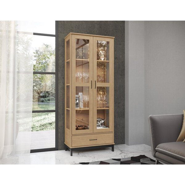 Cristaleira 2 Portas 1 Gaveta Madri Roble Com Preto