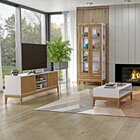 Cristaleira 2 Portas 1 Gaveta Milão Finestra Off White/freijó