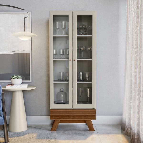 Cristaleira 2 Portas 1 Gaveta Retrô Marsala  Freijó/off White