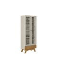 Cristaleira 2 Portas 1 Gaveta Retrô Marsala Nature/off White