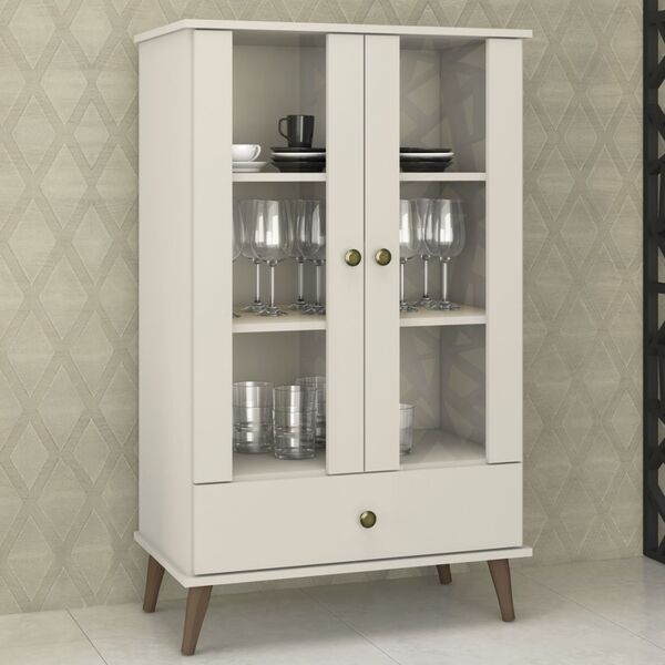 Cristaleira 2 Portas 1 Gaveta Rt 3107 Off White - Móvel Bento