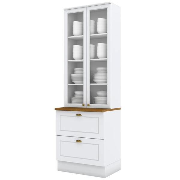 Cristaleira 2 Portas 2 Gavetas Mdf Nova York Ci357 Branco Nat
