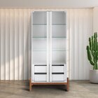 Cristaleira 2 Portas 3 Prateleiras De Vidro 2 Gavetas Tiê Cab