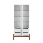 Cristaleira 2 Portas 3 Prateleiras De Vidro 2 Gavetas Tiê Cab