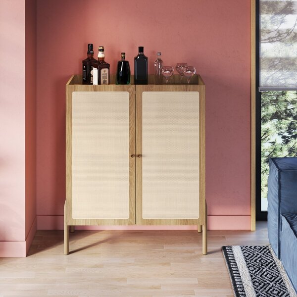 Cristaleira 2 Portas 93cm Palhinha Pé Madeira Oslo Hanover