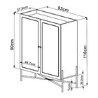 Cristaleira 2 Portas 93cm Palhinha Pé Metal Dourado Oslo  Han