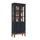 Cristaleira 2 Portas Azul Petróleo - Fundo Amêndoa