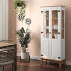 Cristaleira 2 Portas Branca - Fundo Amêndoa