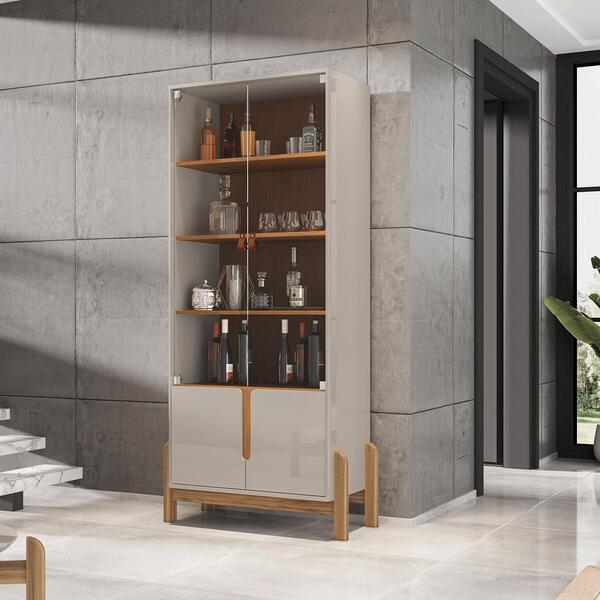 Cristaleira 2 Portas C/ Prateleiras Para Vinhos E Taças Luna