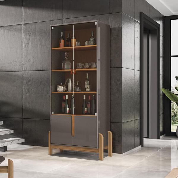 Cristaleira 2 Portas C/ Prateleiras Para Vinhos E Taças Luna