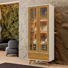 Cristaleira 2 Portas Com Led - Vitrum-off White/naturale - Ma