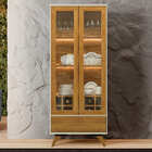 Cristaleira 2 Portas Com Led - Vitrum-off White/naturale - Ma