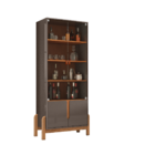 Cristaleira 2 Portas Com Puxador Em Couro E Pés De Madeira Ci