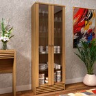 Cristaleira 2 Portas Com Vidro França 5 Prateleiras Carvalho