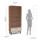 Cristaleira 2 Portas De Vidro 1 Gaveta 4 Prateleiras 75cm Cre