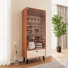 Cristaleira 2 Portas De Vidro 1 Gaveta 4 Prateleiras 75cm Cre