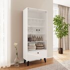 Cristaleira 2 Portas De Vidro 1 Gaveta Londres Branco