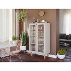 Cristaleira 2 Portas De Vidro 3 Prateleiras Filó Off White