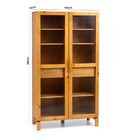 Cristaleira 2 Portas De Vidro Canelado Madeira Maciça Amêndoa