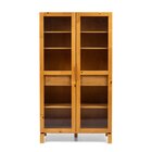 Cristaleira 2 Portas De Vidro Canelado Madeira Maciça Amêndoa